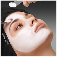 Werbefoto mit Make-up-Model von Ella Baché beim Auftragen einer Maske